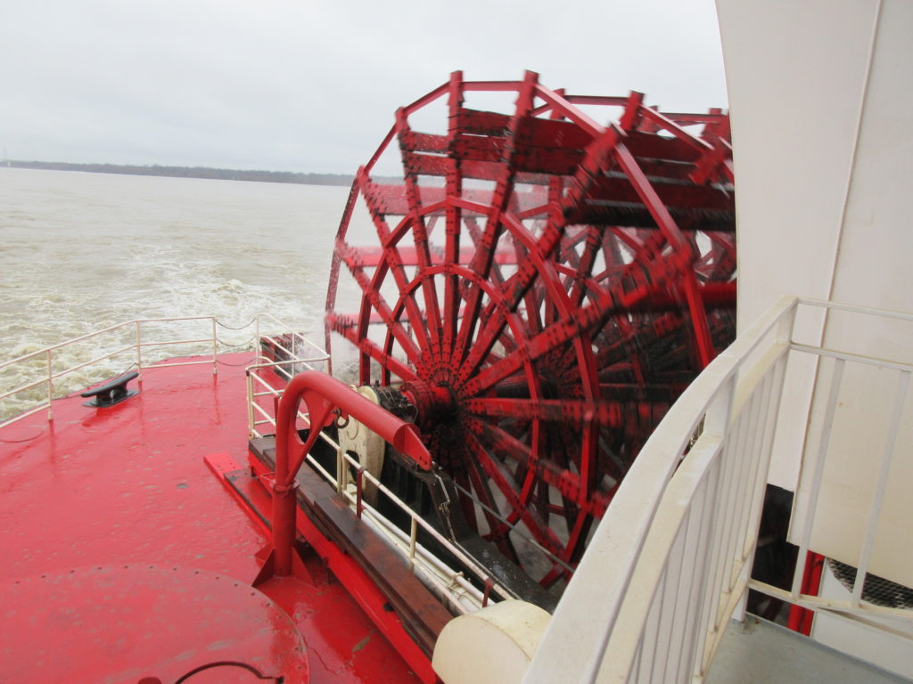 Paddlewheel on american queen steamboat