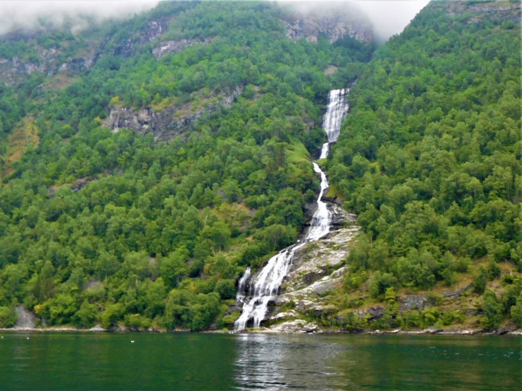 waterfall on geirangerfjord