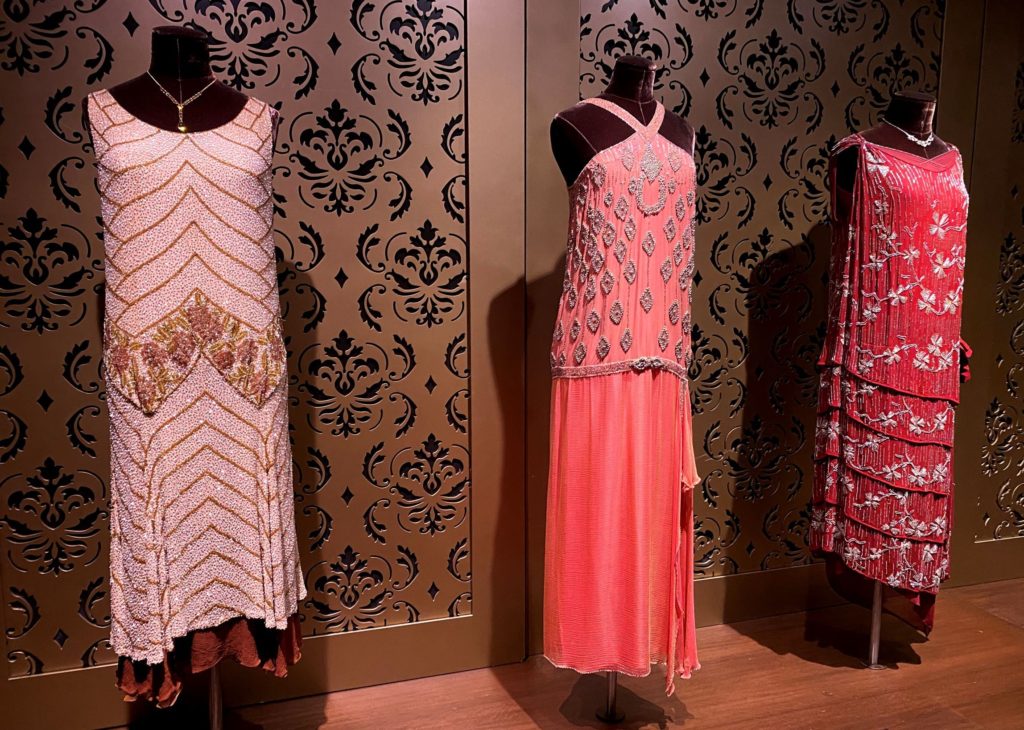 rose colored downton abbey gowns