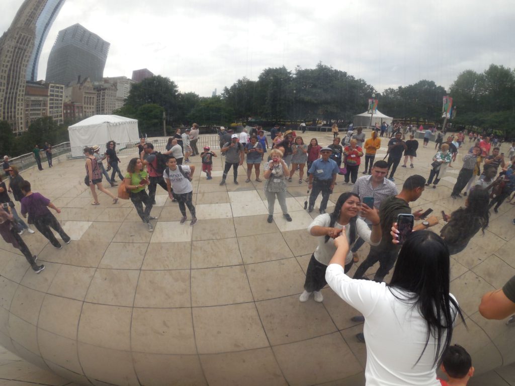 looking into the reflection of the bean