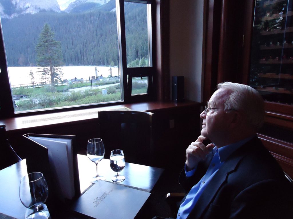 view from dining room at chateau lake louise