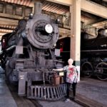 author & locomotive at nc transportation museum