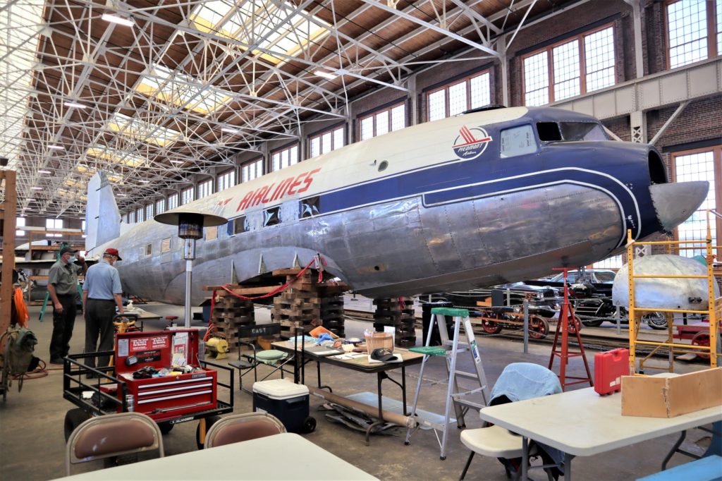 restoring Piedmont airlines DC-3 at nc transportation museum
