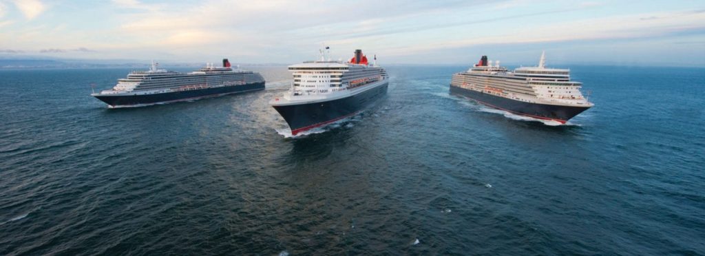 Cunard ships at sea