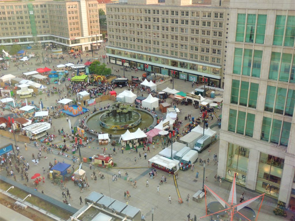 view of alexanderplatz from Park Inn hotel room